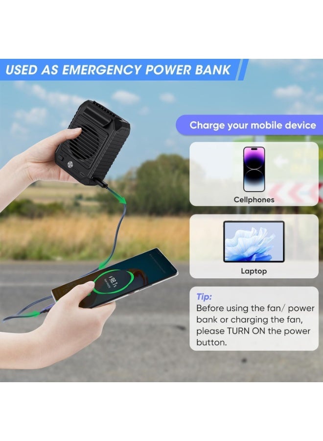 مروحة مقطع الخصر المحمولة ، مدعومة ببطارية 10000mAh ، مروحة تبريد الجسم الحرة اليدين مع ماكس 24 ساعة وقت العمل و 3 سرعات 6500RPM تدفق هوائي قوي ، مروحة شخصية حزام قابلة للارتداء في الهواء الطلق - Image 3